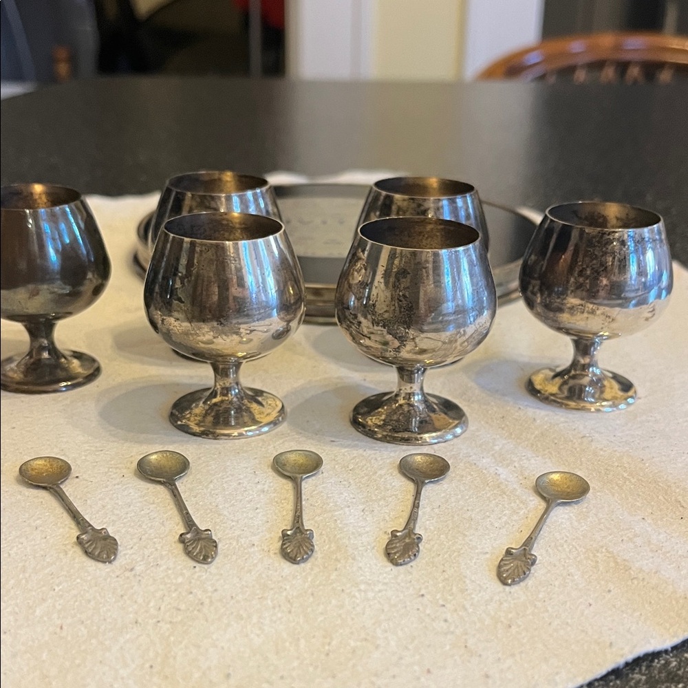 Gorham Silver Goblet Set with Spoons and Tray - Picture 2 of 8